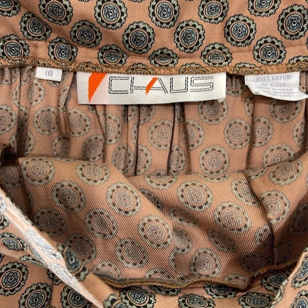 Vintage Chaus Medallion Print Pleated Midi Skirt SZ 10